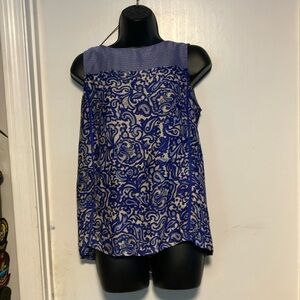 NWOT LOFT Blue and White Sleeveless Blouse